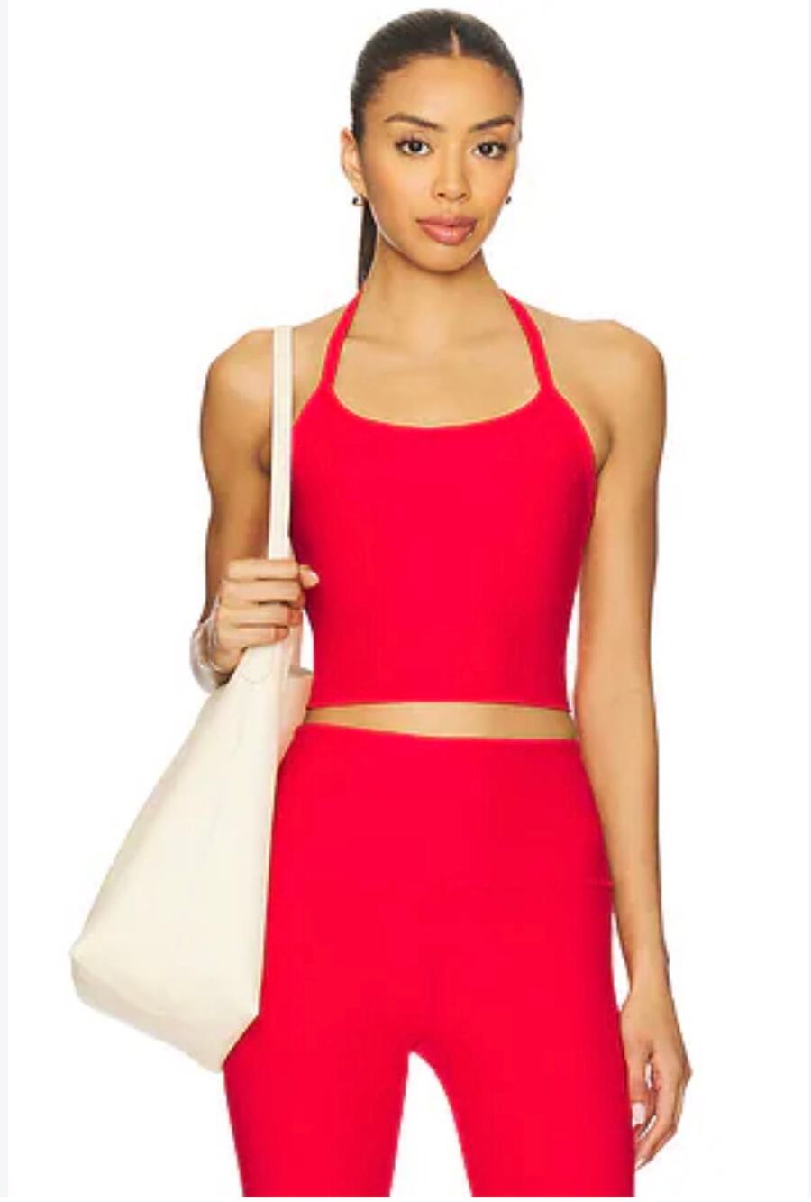 NWOT Beyond Yoga Spacedye Slim Racerback Cropped Tank Top Candy Apple Red M